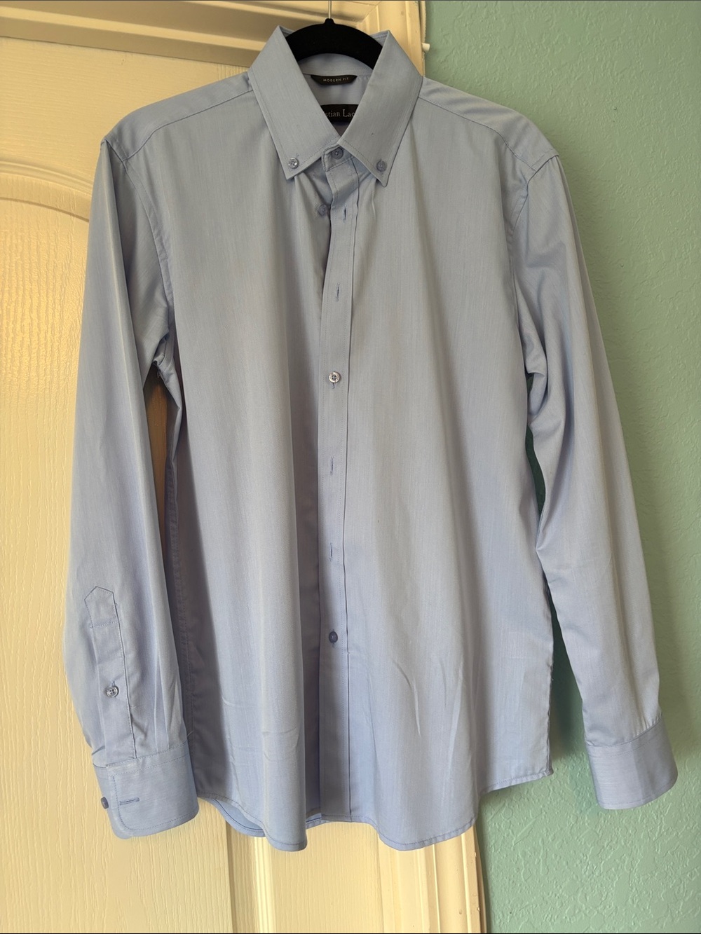 Christian Lacroix Light Blue Men's Button-Down Slim Dress Shirt